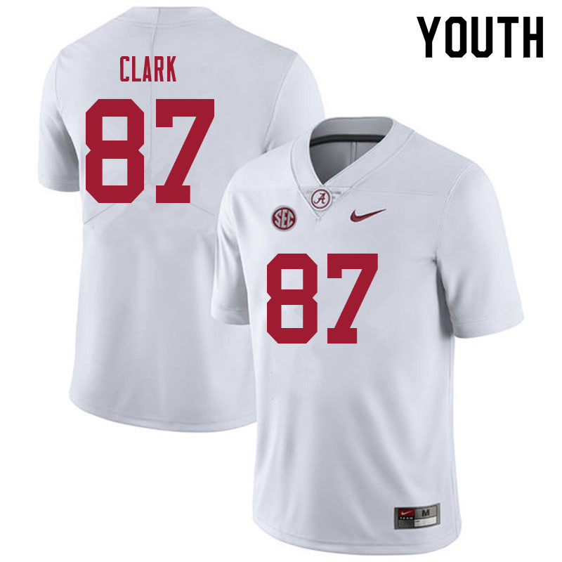 Alabama Crimson Tide Youth Caden Clark #87 White NCAA Nike Authentic Stitched 2021 College Football Jersey ZQ16L42TB